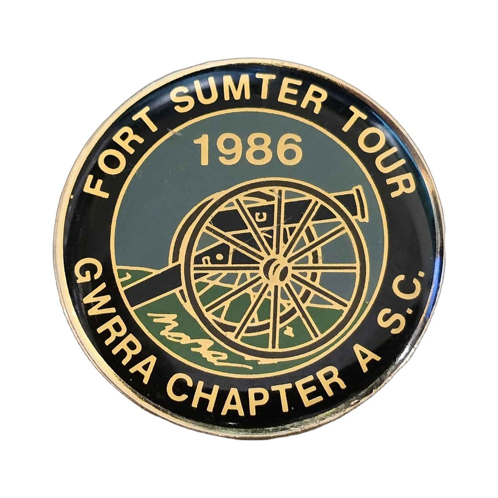 Vintage 1986 Fort Sumter Tour Gwrra Chapter A S.C. Lapel Vest Hat Pin J8